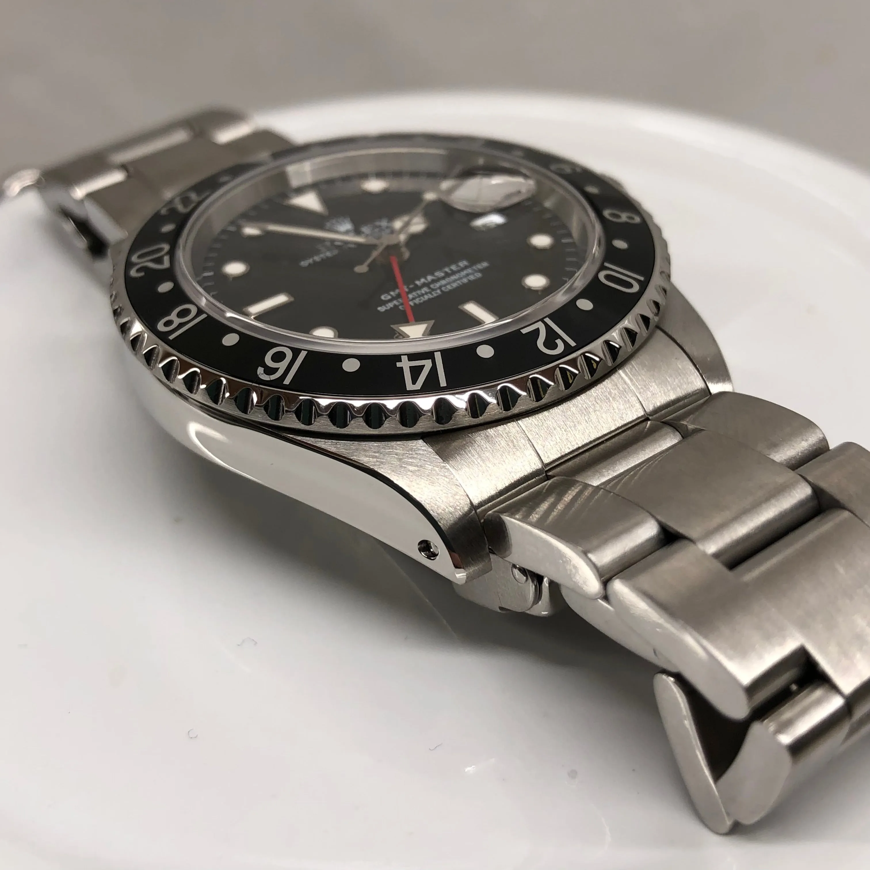 1995 Rolex GMT Master 16700 Stainless Steel Oyster Wristwatch