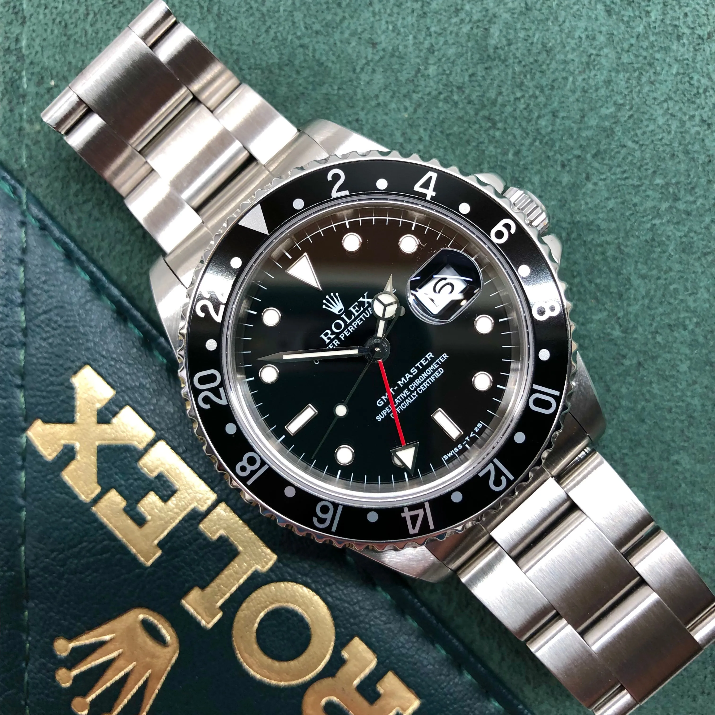 1995 Rolex GMT Master 16700 Stainless Steel Oyster Wristwatch
