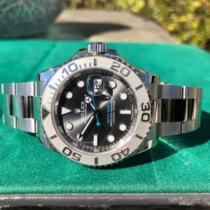 2016 Rolex Yachtmaster 116622 Rhodium Platinum 40mm Steel Oyster Wristwatch Box & Papers