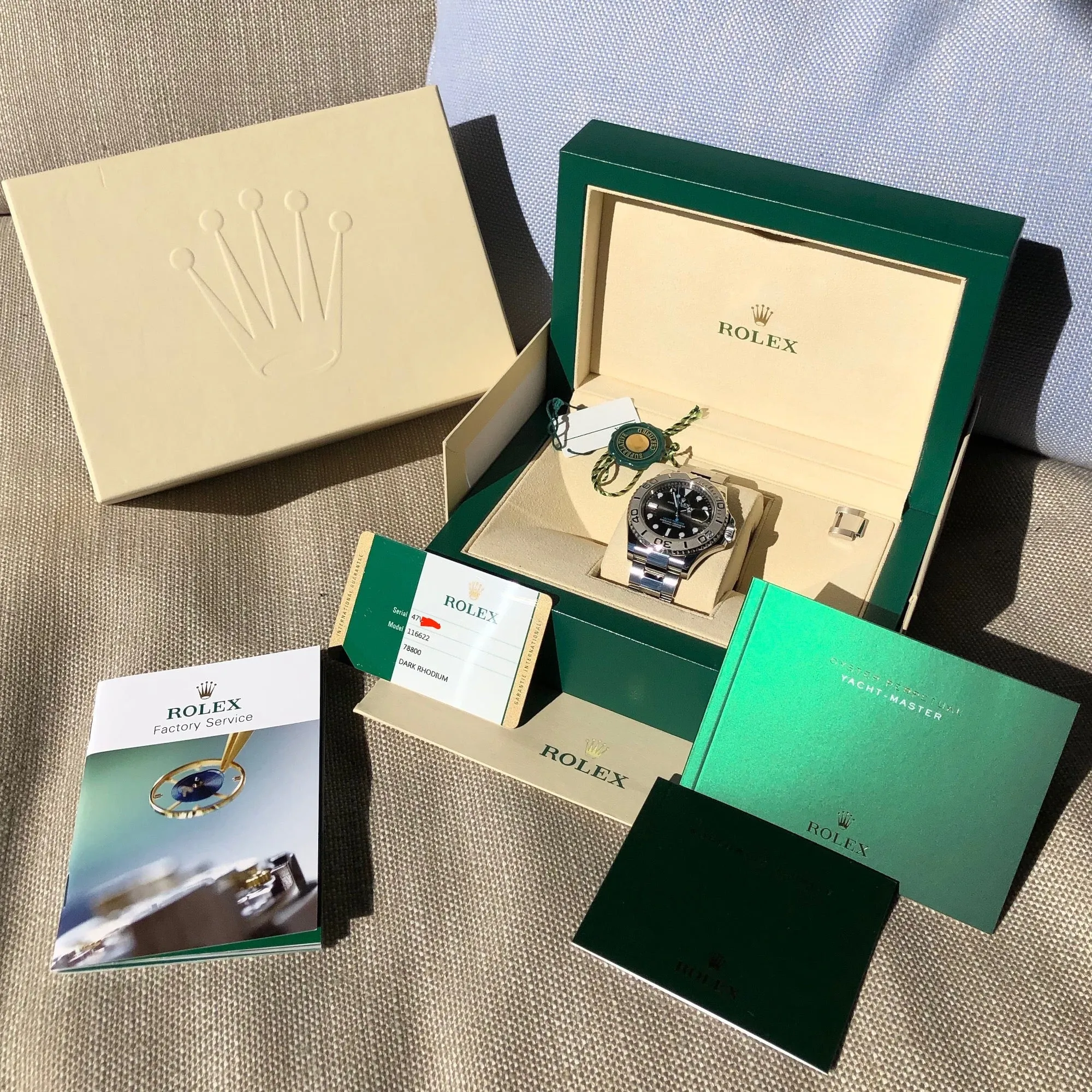 2016 Rolex Yachtmaster 116622 Rhodium Platinum 40mm Steel Oyster Wristwatch Box & Papers