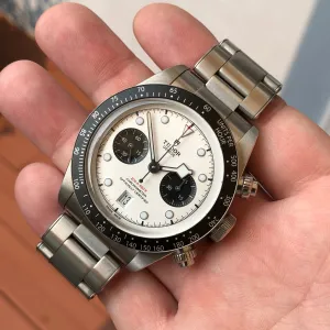 2021 Tudor Black Bay 79360N White Panda Chronograph Automatic Wristwatch Box Papers
