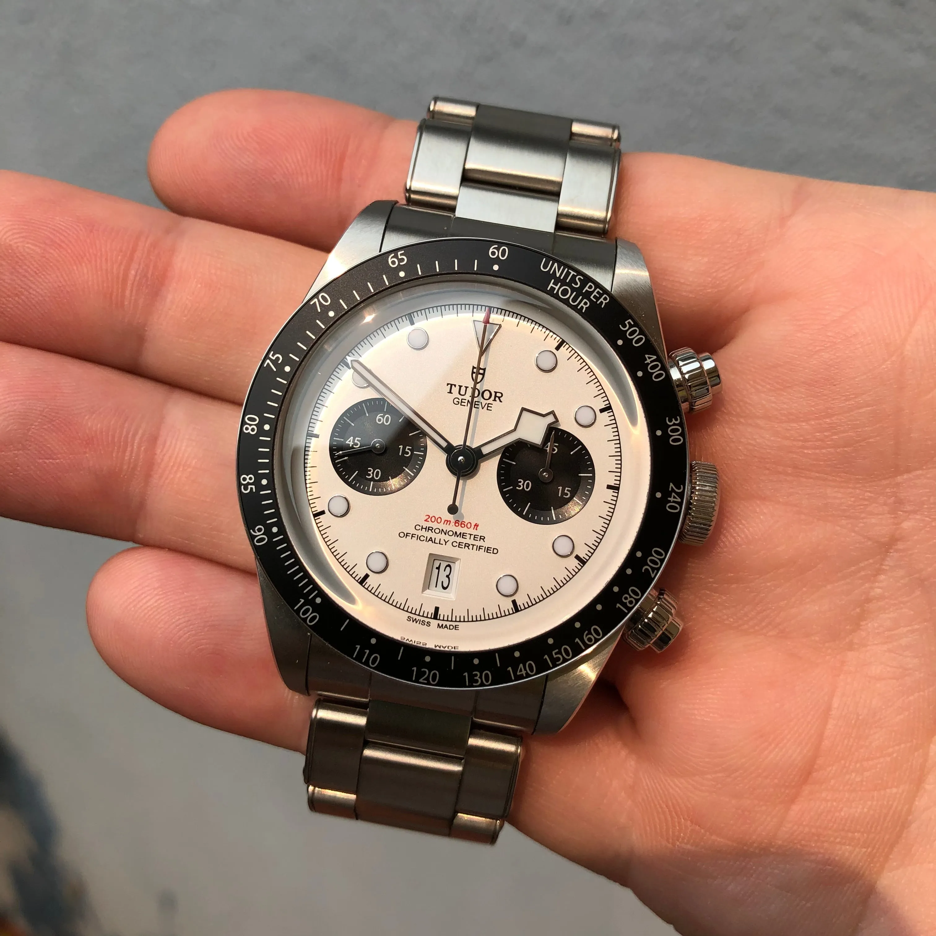 2021 Tudor Black Bay 79360N White Panda Chronograph Automatic Wristwatch Box Papers