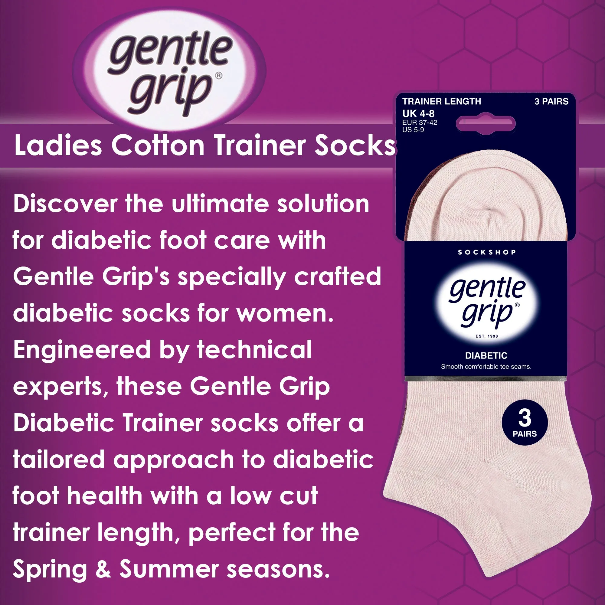 6 Pack Diabetic Trainer Socks for Women | Extra Wide Ankle Socks