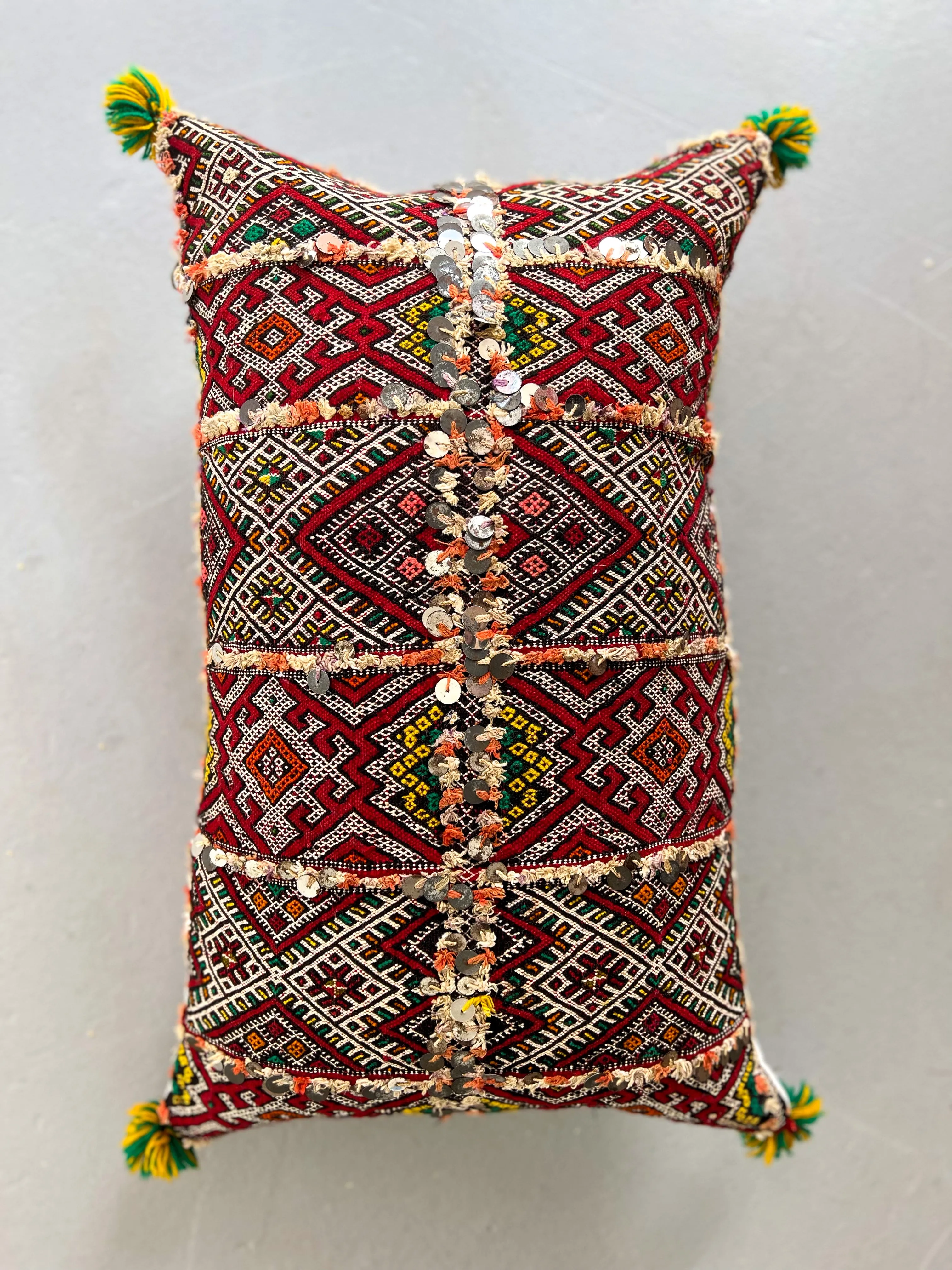 Ain Leuh Small Lumbar Pillow - Grid Handira
