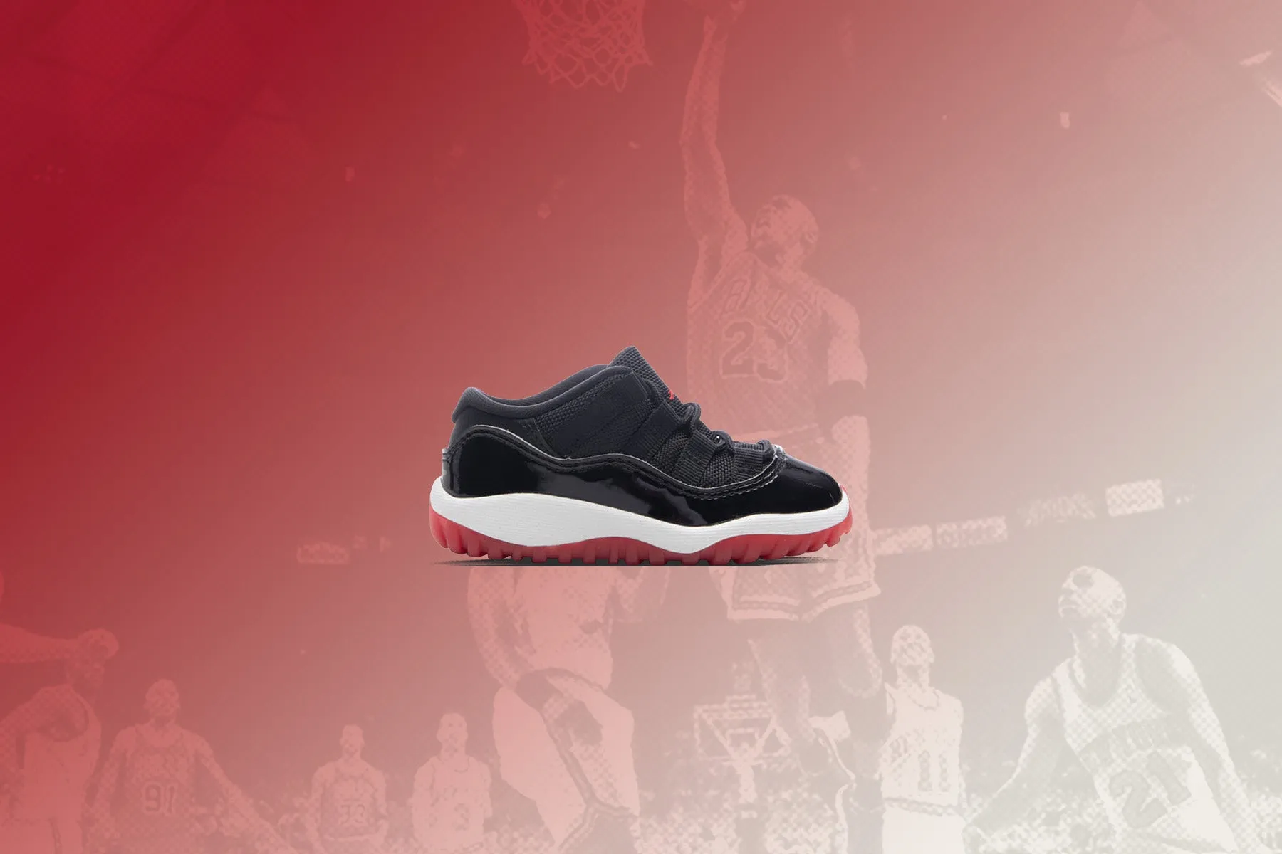 Air Jordan 11 Retro Low 'Bred' (TD) - Black/Varsity Red/White