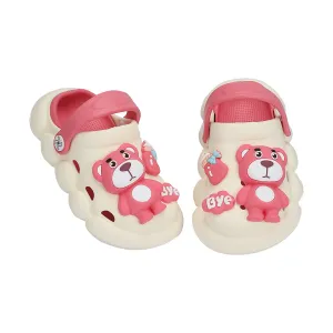 BEAR CARTOON APPLIQUE DETAILED CLOGS - PINK
