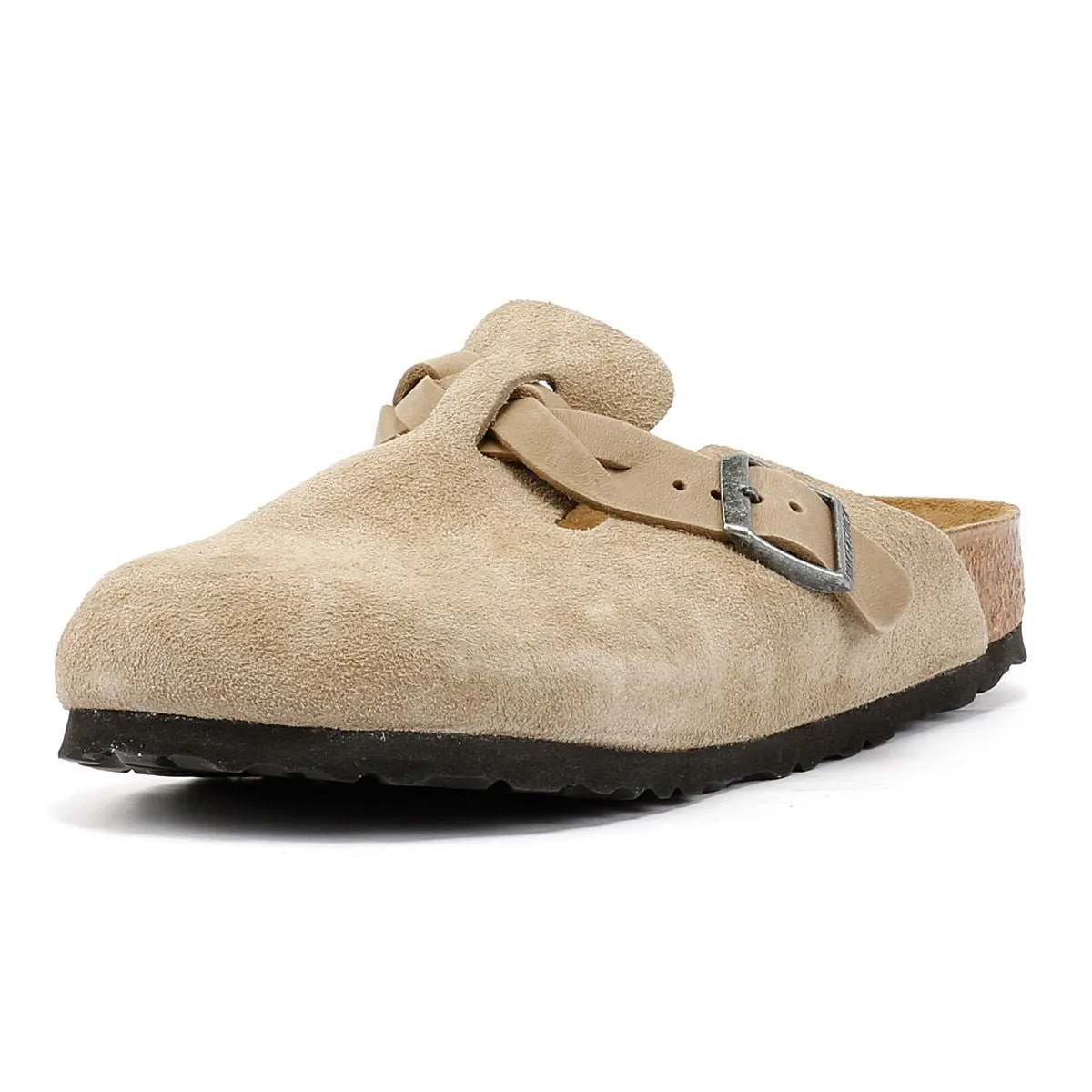 Birkenstock Boston Braided Women's Taupe Suede Narrow Fit Clogs