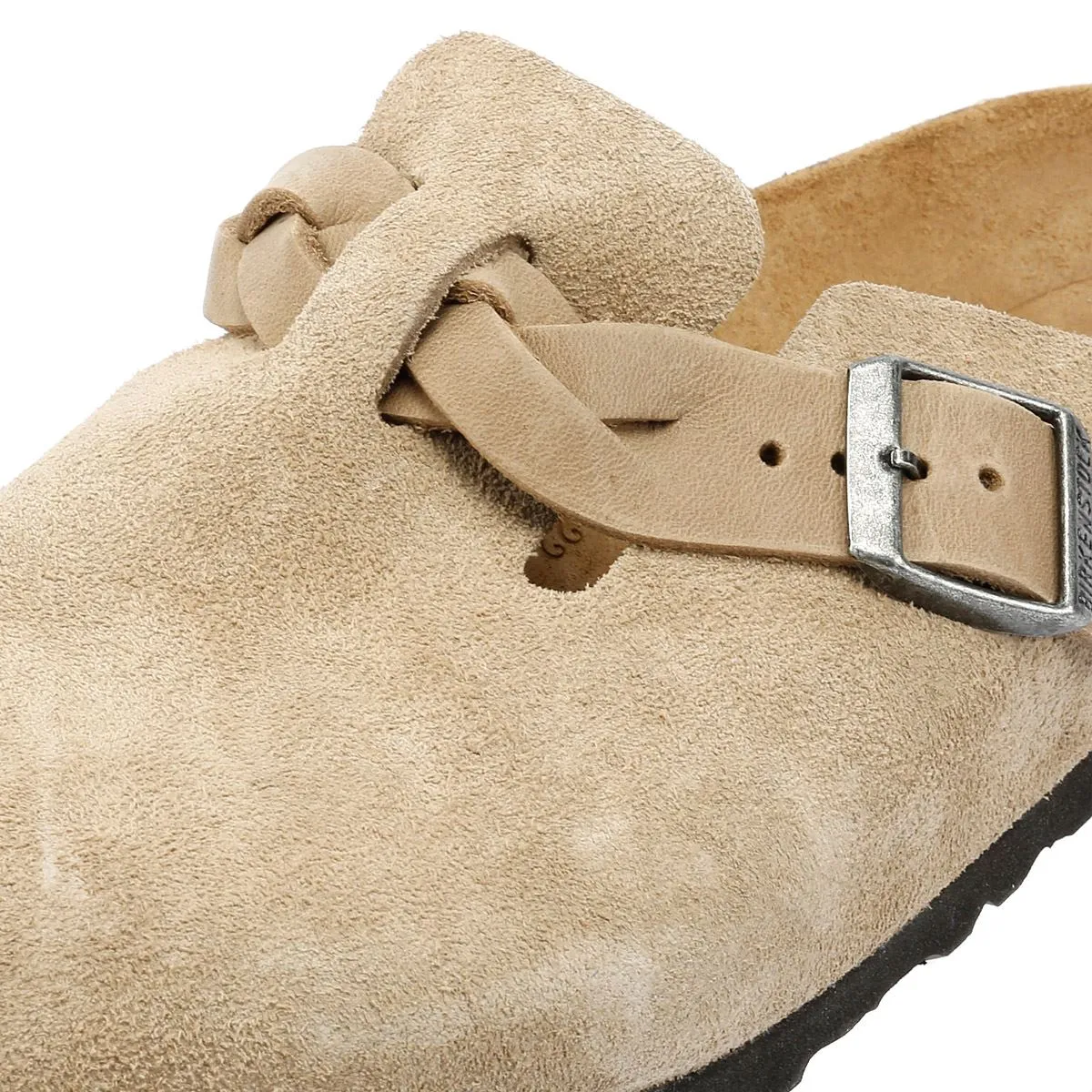 Birkenstock Boston Braided Women's Taupe Suede Narrow Fit Clogs