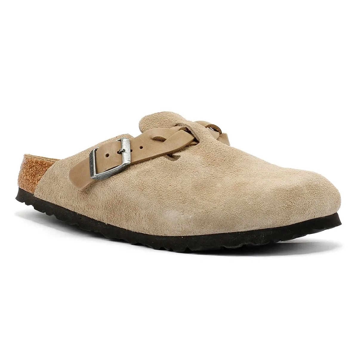 Birkenstock Boston Braided Women's Taupe Suede Narrow Fit Clogs