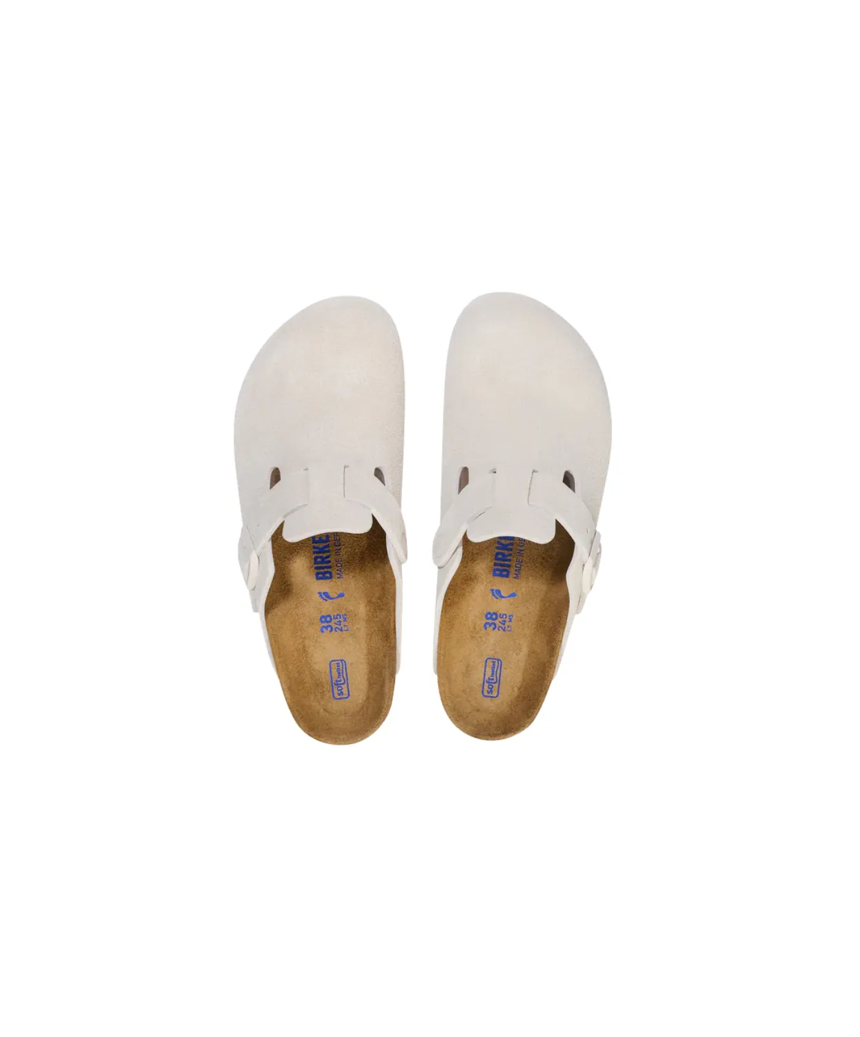 Birkenstock Boston Suede Leather Antique White Soft Footbed Clogs