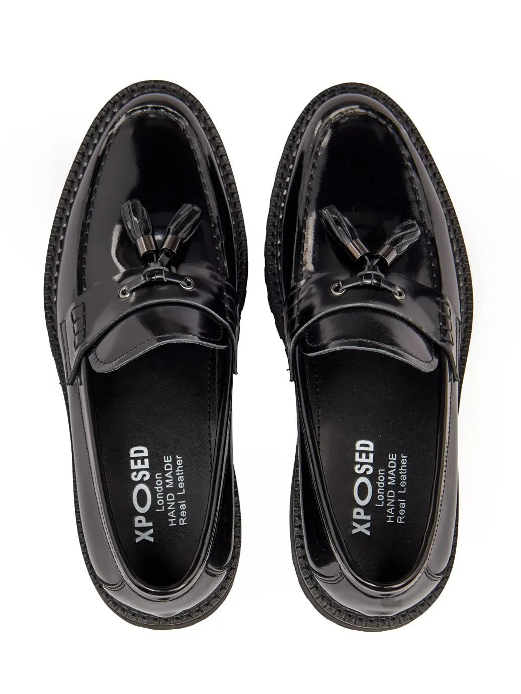 BLACK PATENT LEATHER TASSEL LOAFERS