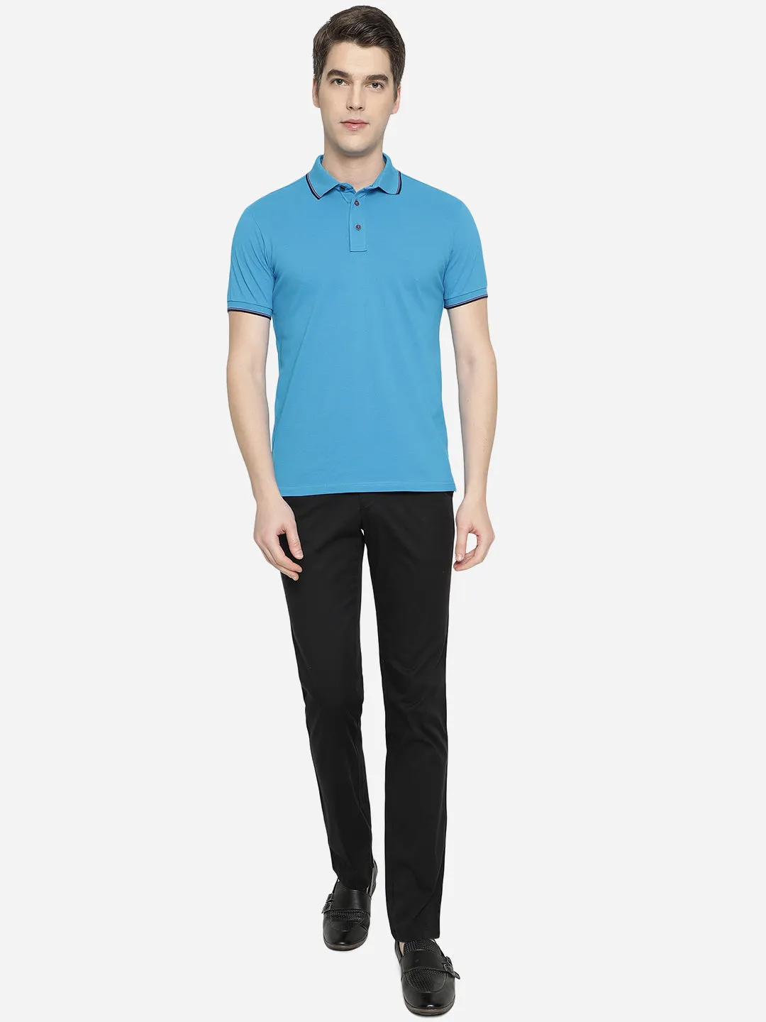 Black Solid Slim Fit Casual Trouser | Greenfibre