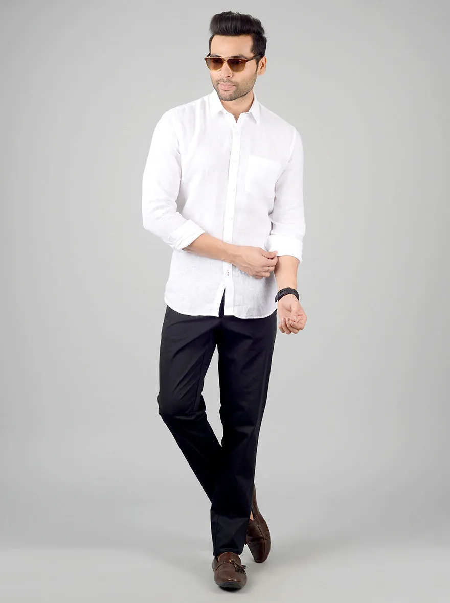 Black Solid Slim Fit Casual Trouser | JadeBlue