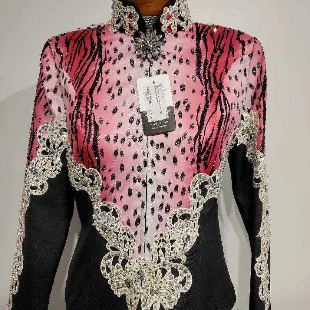 Black Western Jacket with Hot Pink Zebra Stripes