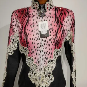 Black Western Jacket with Hot Pink Zebra Stripes