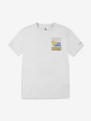 Boys Retro Front Back Trainers T-Shirt in Grey