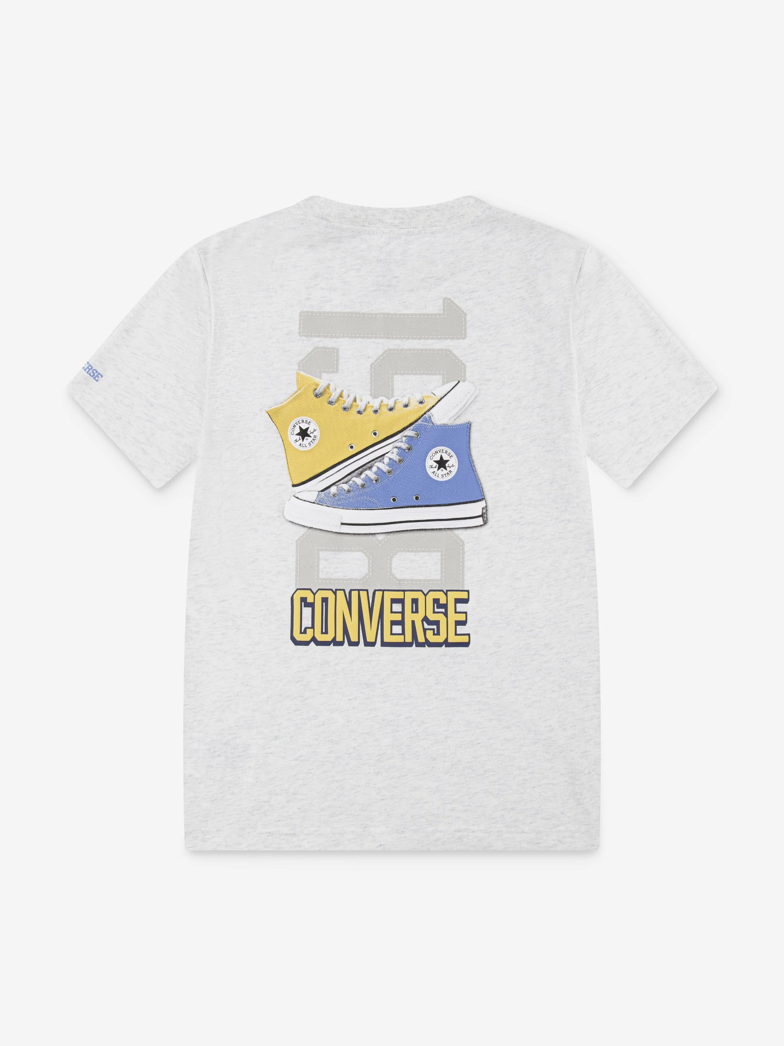 Boys Retro Front Back Trainers T-Shirt in Grey