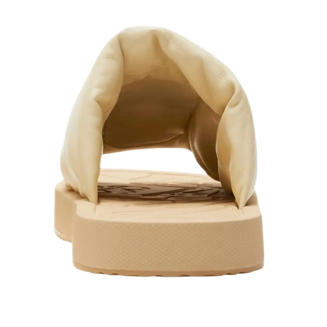 Burberry 8081569 Burberry Ekd Slab Leather Slides Butter Beige Slab Knight Sandal Male