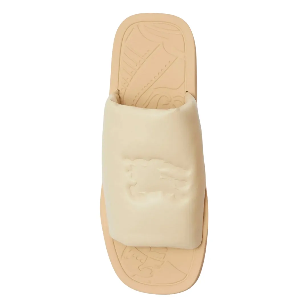 Burberry 8081569 Burberry Ekd Slab Leather Slides Butter Beige Slab Knight Sandal Male