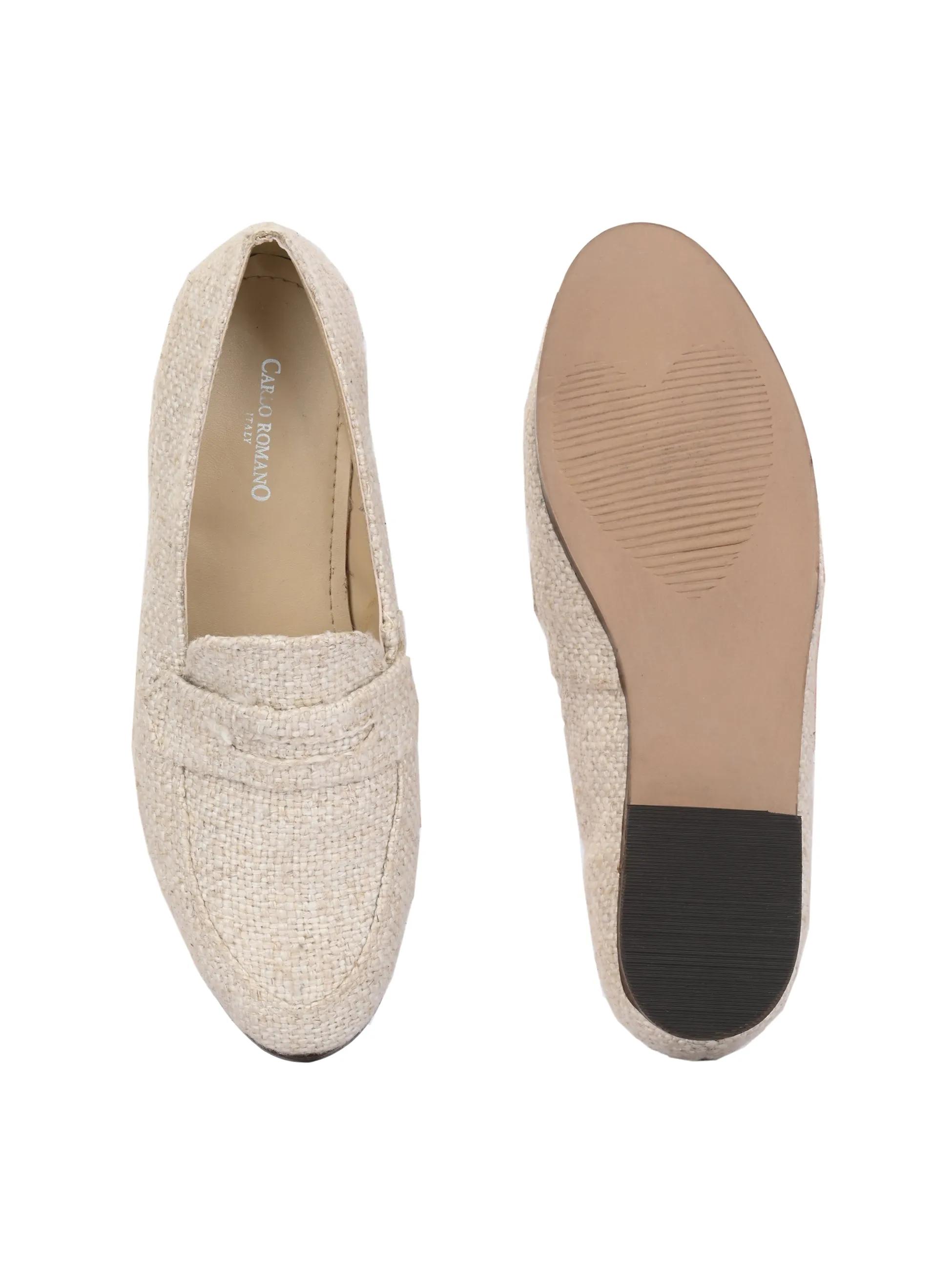 CARLO ROMANO WHITE COLOR SUPER COMFORTABLE LOAFER SHOES FOR WOMEN