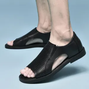 CHERRY LEATHER HANDMADE CLASSIC LEATHER SANDAL-8888