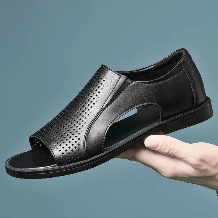 CHERRY LEATHER HANDMADE CLASSIC LEATHER SANDAL-8888