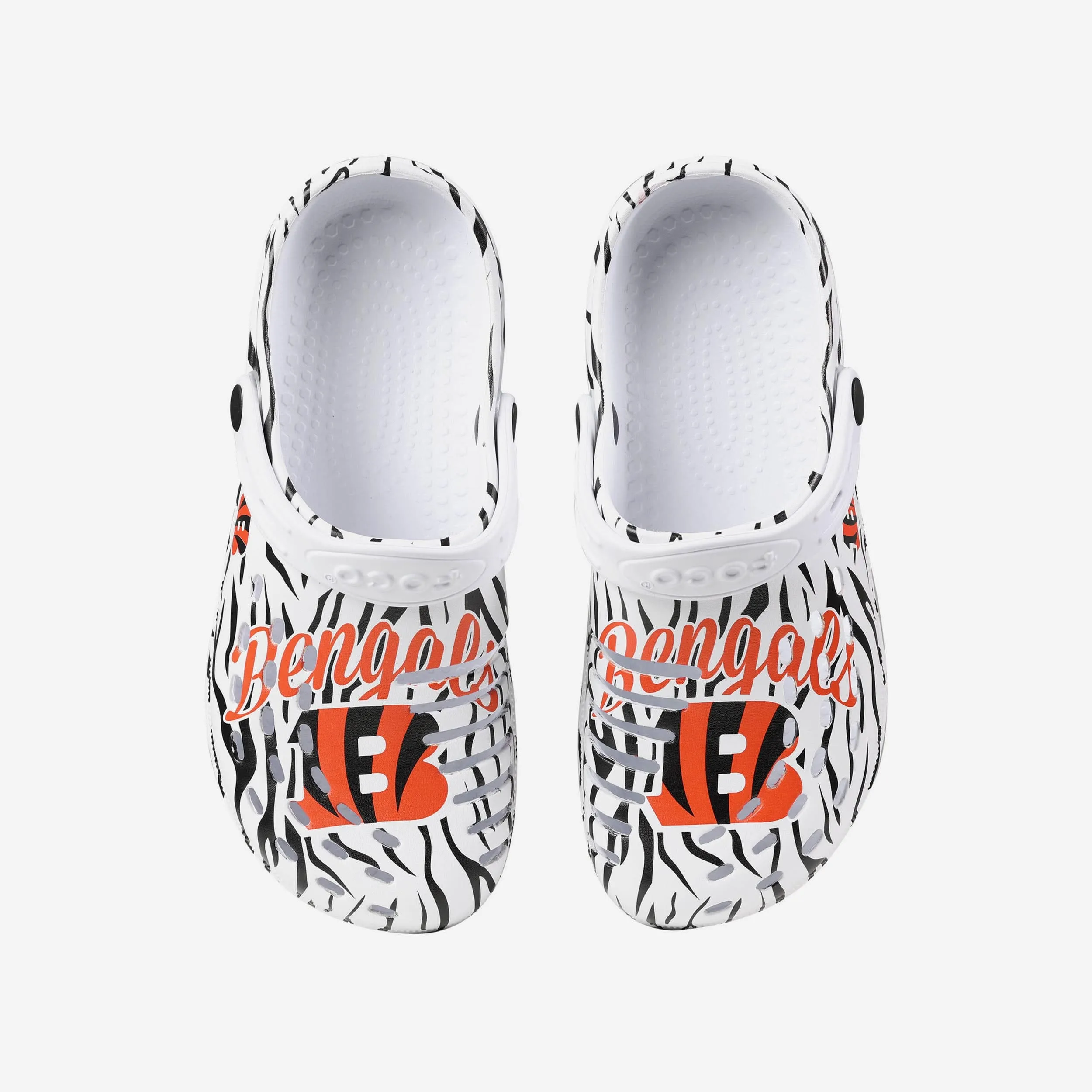 Cincinnati Bengals Womens White Stripe Clog With Strap