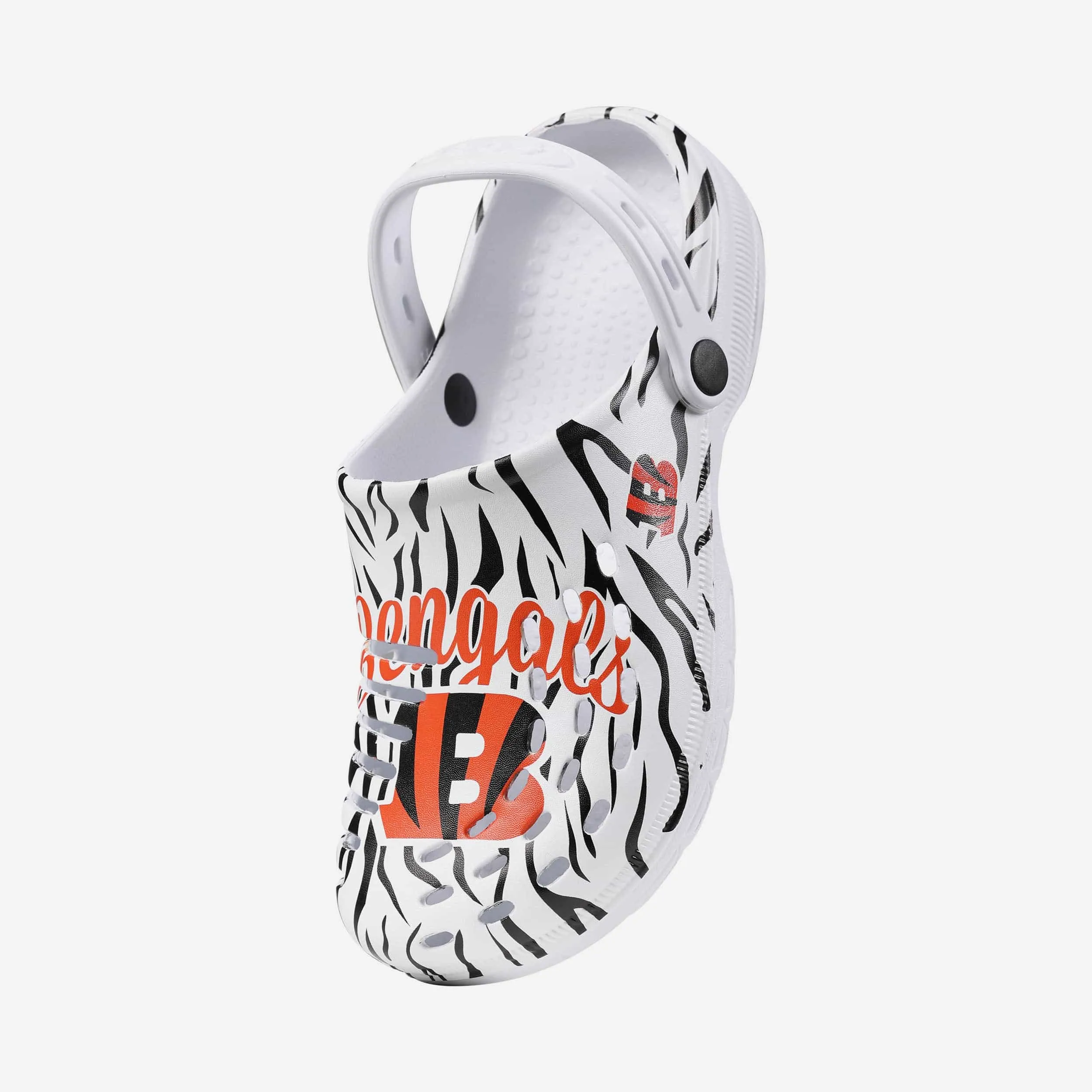 Cincinnati Bengals Womens White Stripe Clog With Strap