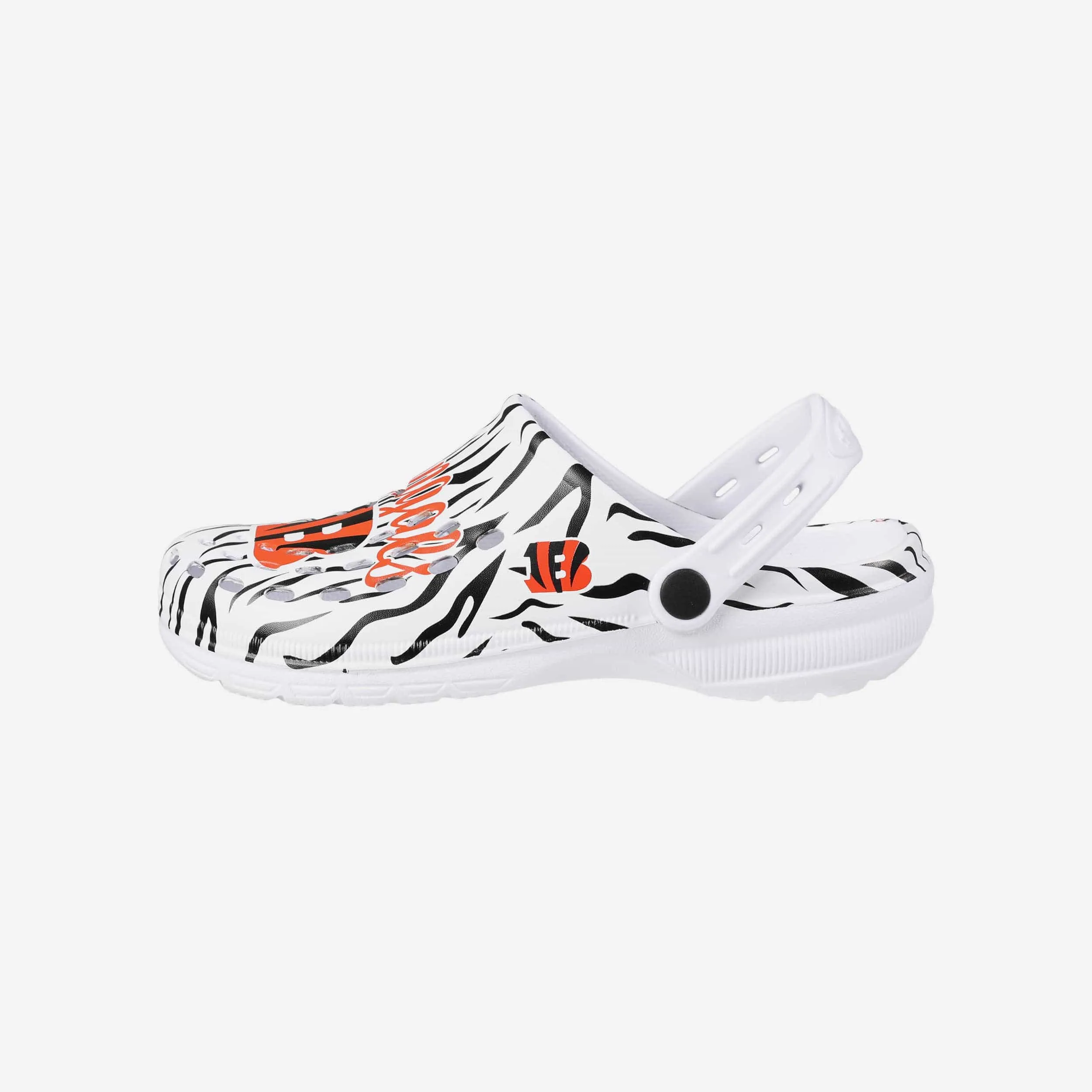 Cincinnati Bengals Womens White Stripe Clog With Strap