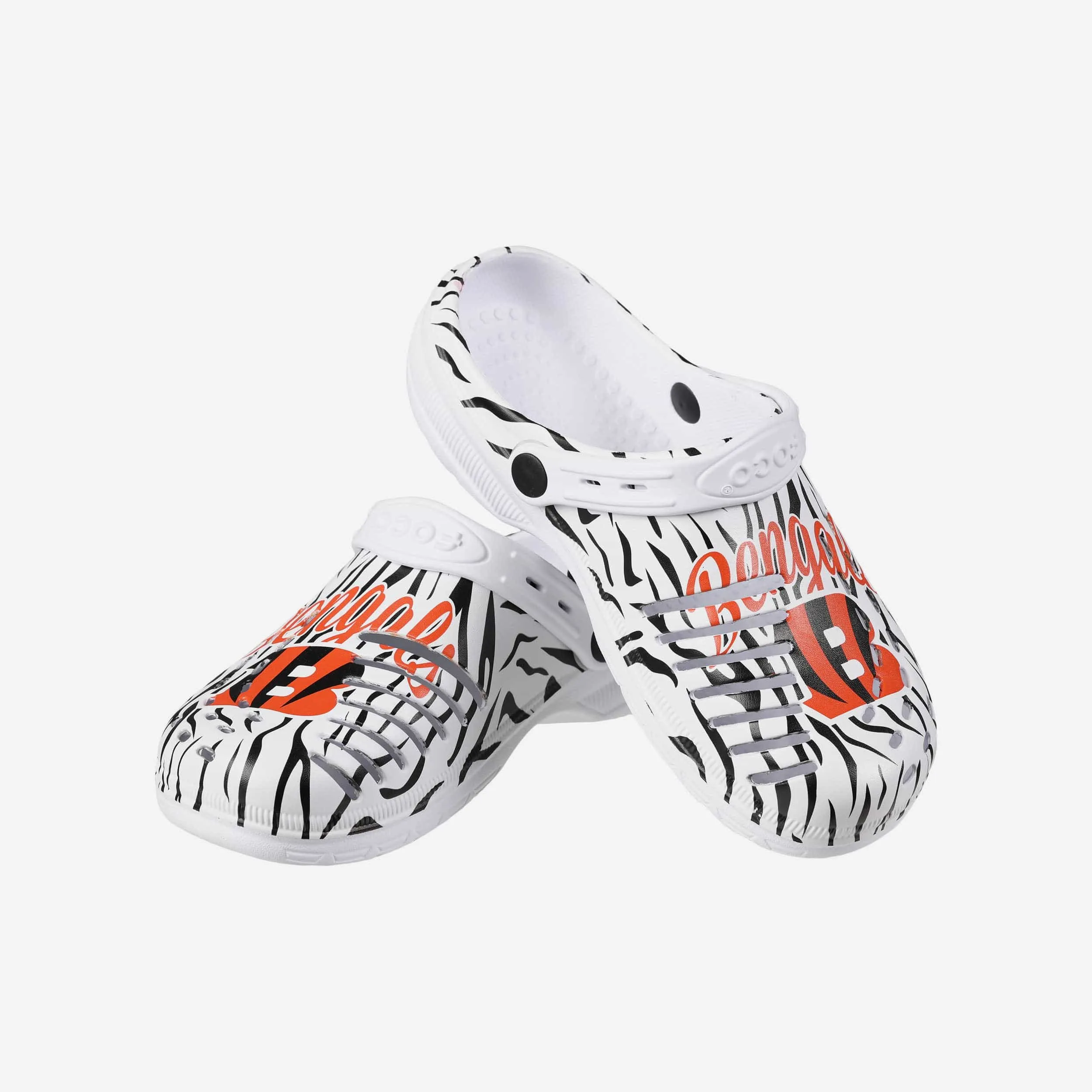 Cincinnati Bengals Womens White Stripe Clog With Strap
