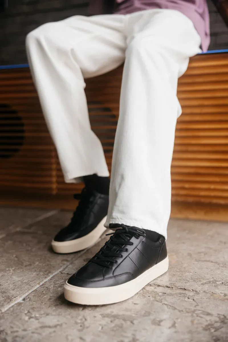 CLAE MONROE VENICE Black Milled Leather Sneaker