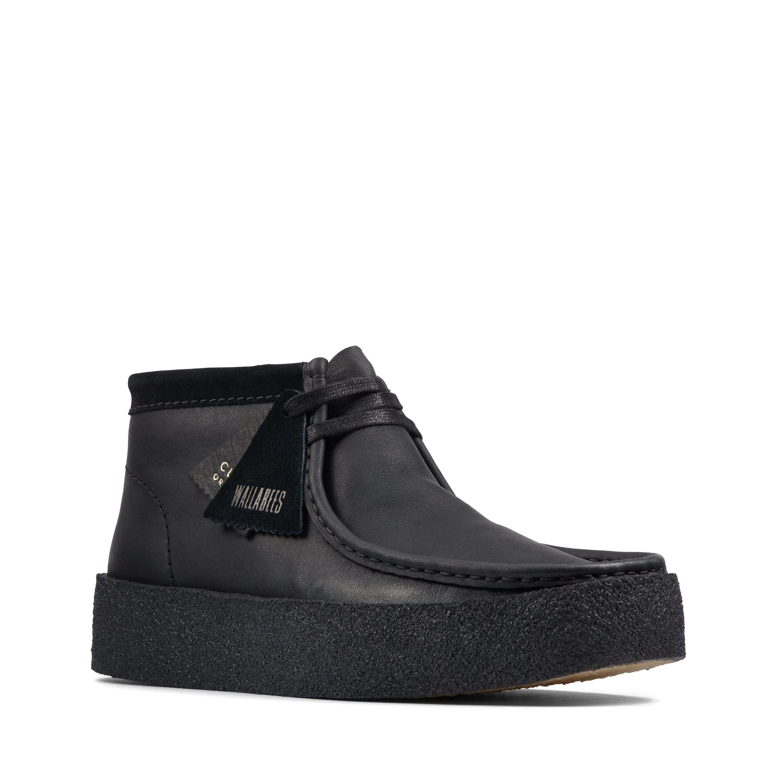 Clarks Men's Shoes Wallabee Cup Boot Black Leather