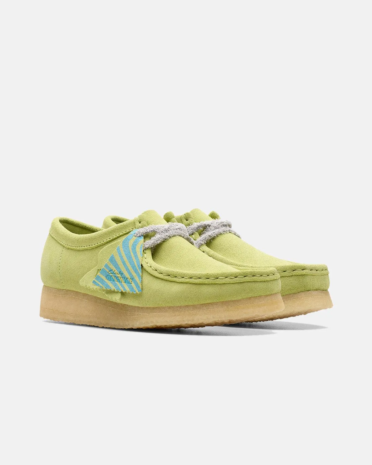 CLARKS ORIGINALS WOMENS WALLABEE SHOES PALE LIME SUEDE