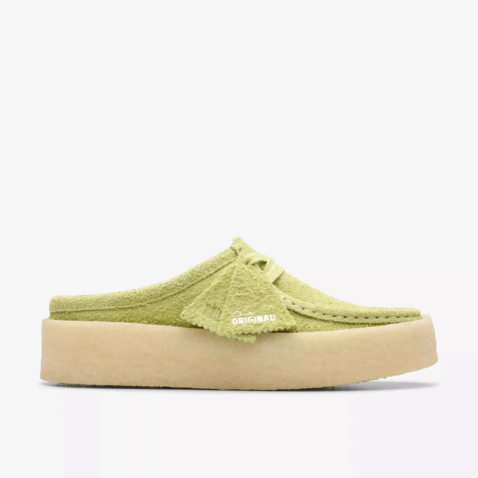 Clarks Women's Wallabee Cup Lo Lime Hairy Suede
