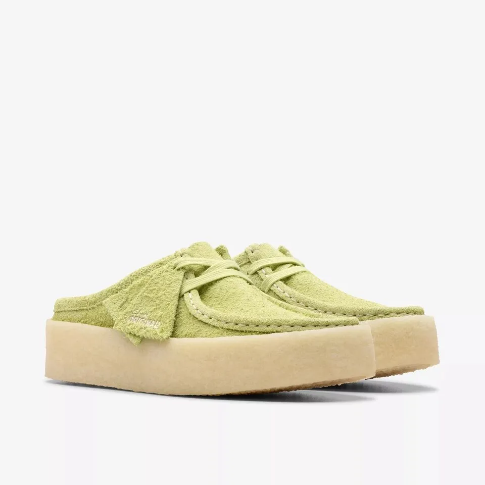 Clarks Women's Wallabee Cup Lo Lime Hairy Suede