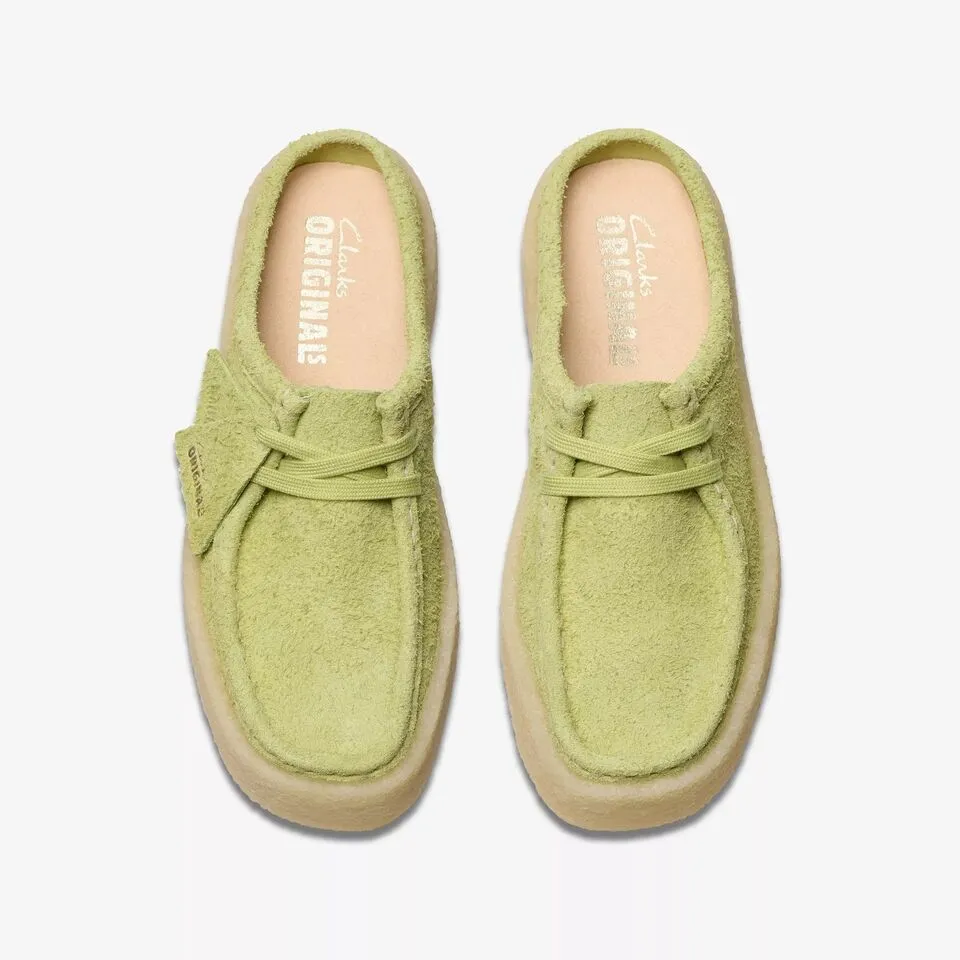 Clarks Women's Wallabee Cup Lo Lime Hairy Suede
