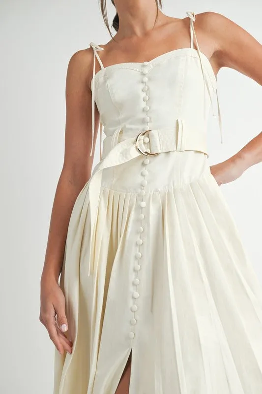 CREAM PLEAT MODERN DRESS