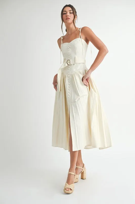 CREAM PLEAT MODERN DRESS