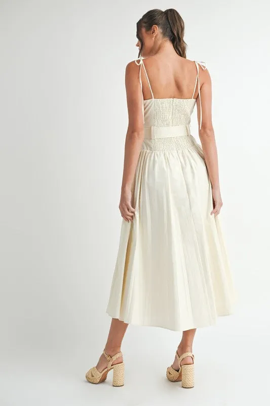 CREAM PLEAT MODERN DRESS