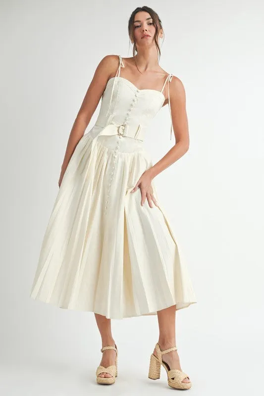 CREAM PLEAT MODERN DRESS