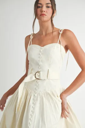 CREAM PLEAT MODERN DRESS
