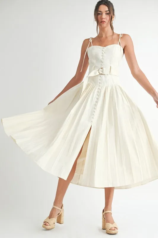 CREAM PLEAT MODERN DRESS