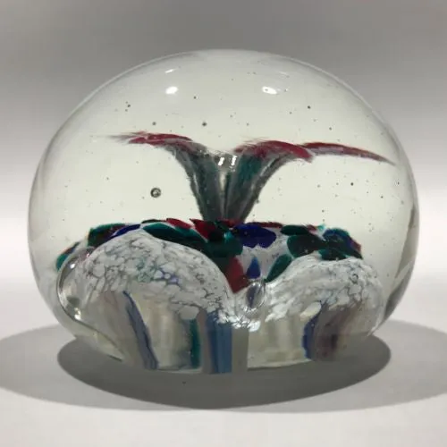 Early Ed Rithner Art Glass Paperweight Colorful Upright Frit Flower
