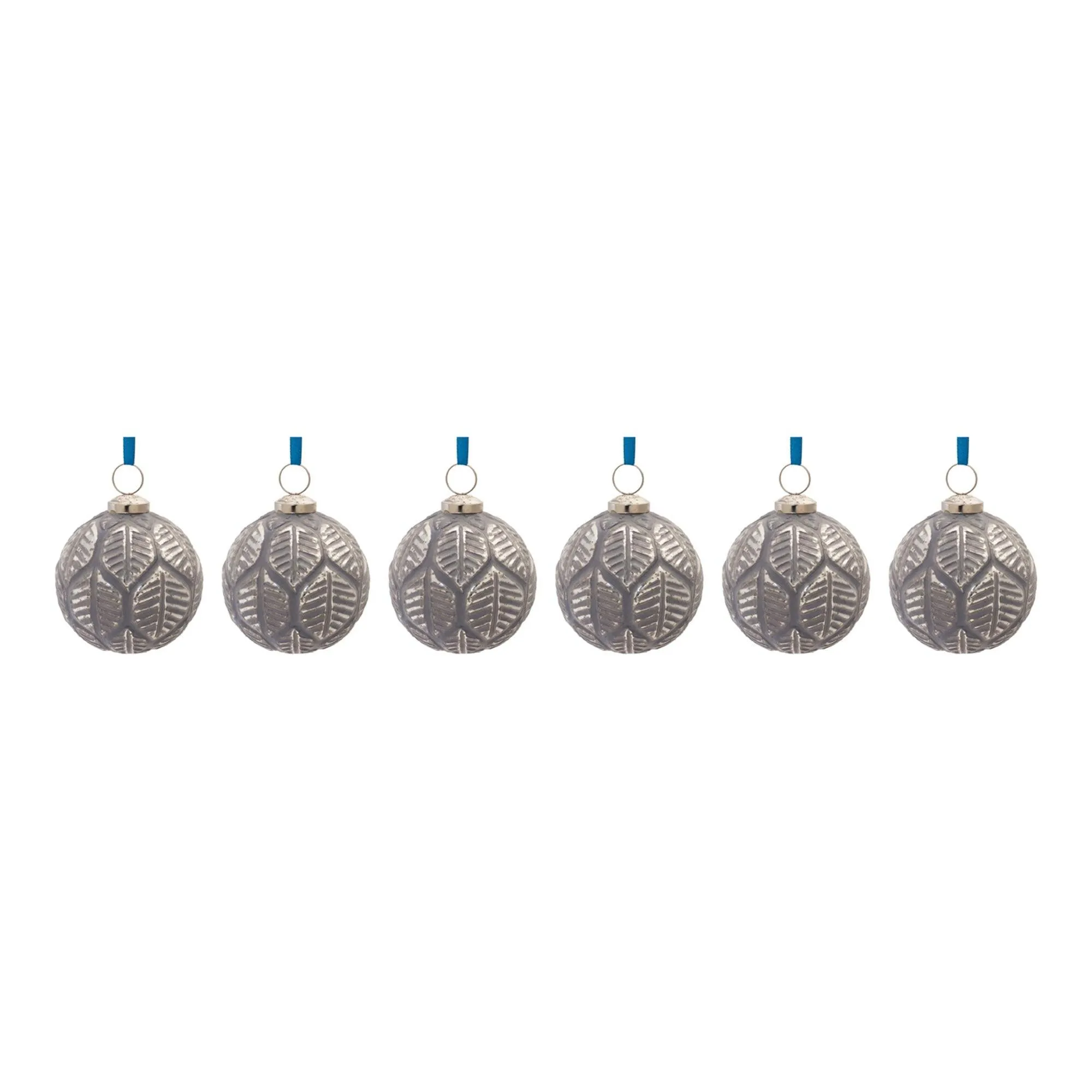 Etched Leaf Glass Ball Ornament (Set of 6)