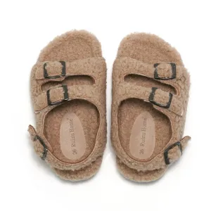 Fleece-lined Children & women Cork Sandals Woolen Slipper