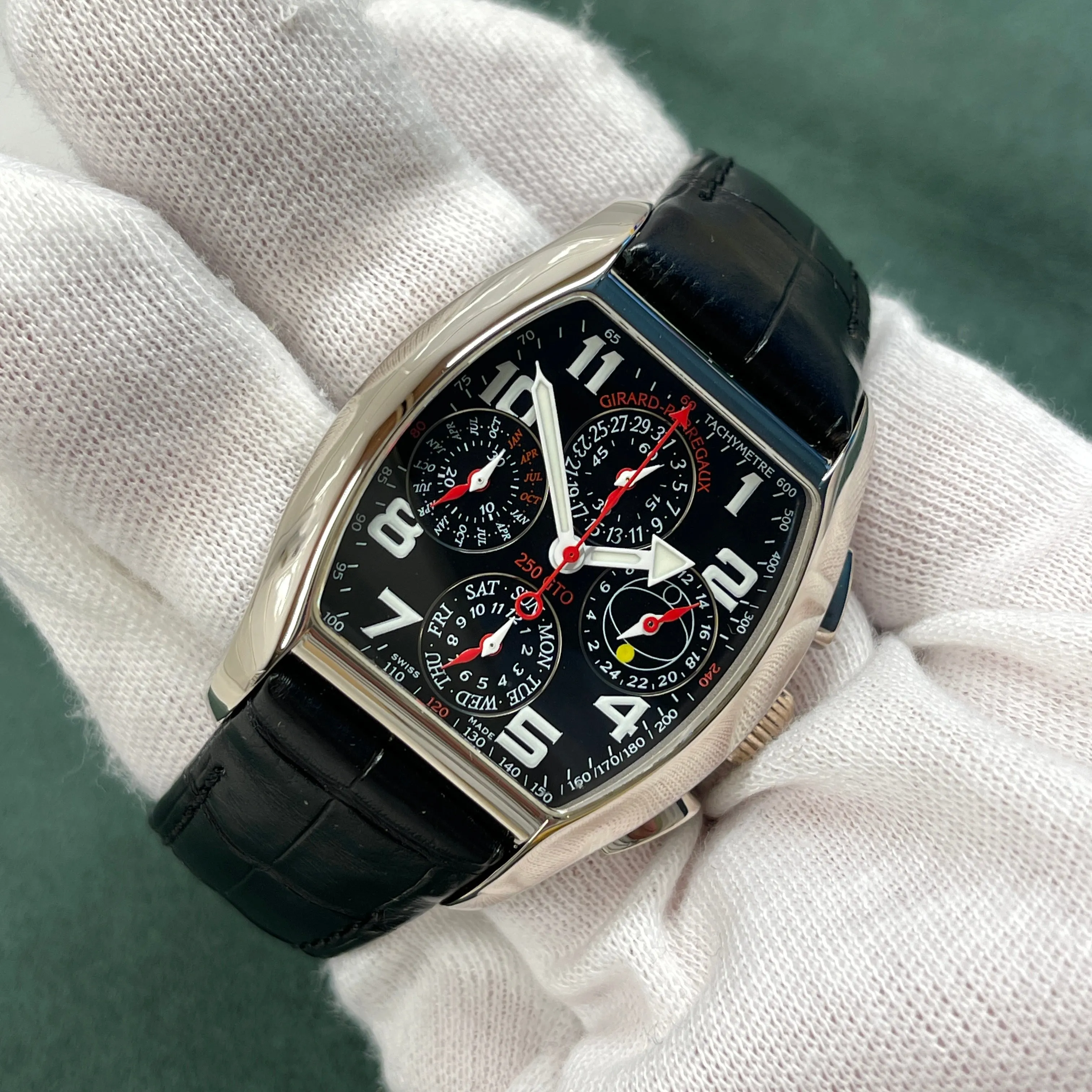 Girard Perregaux Ferrari 250 GTO LMB 1 of 1 18k White Gold Perpetual Calendar Chronograph Wristwatch
