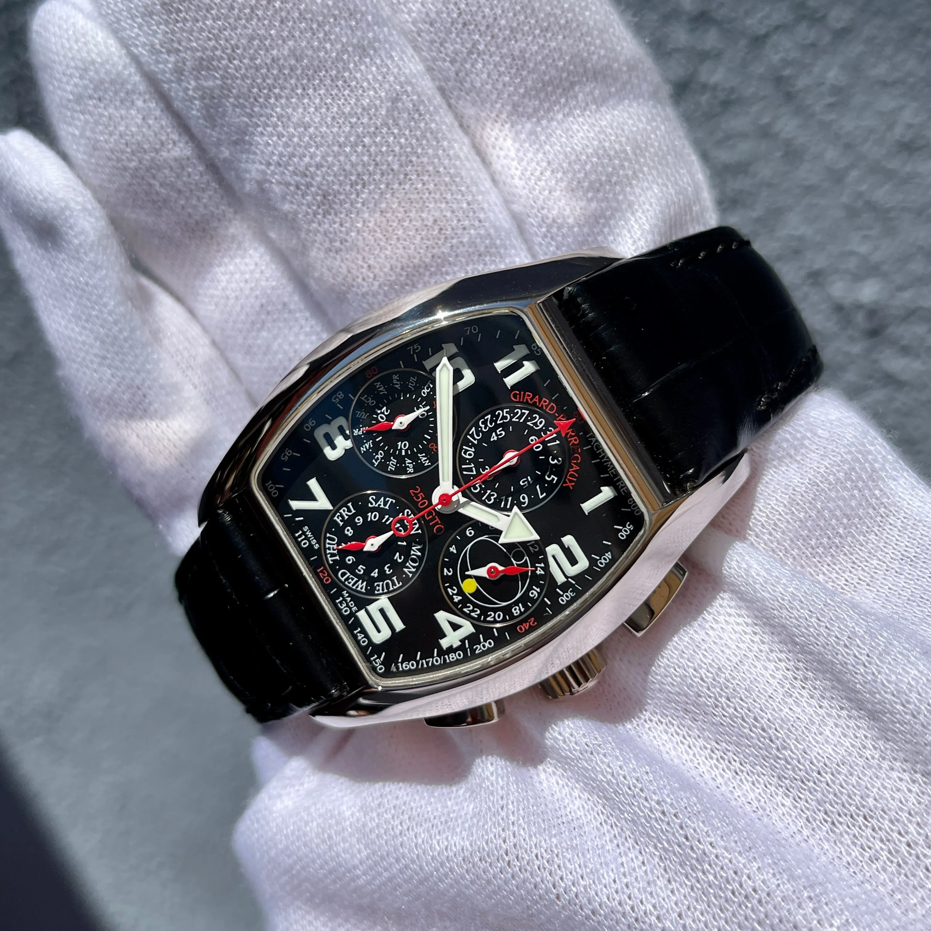 Girard Perregaux Ferrari 250 GTO LMB 1 of 1 18k White Gold Perpetual Calendar Chronograph Wristwatch