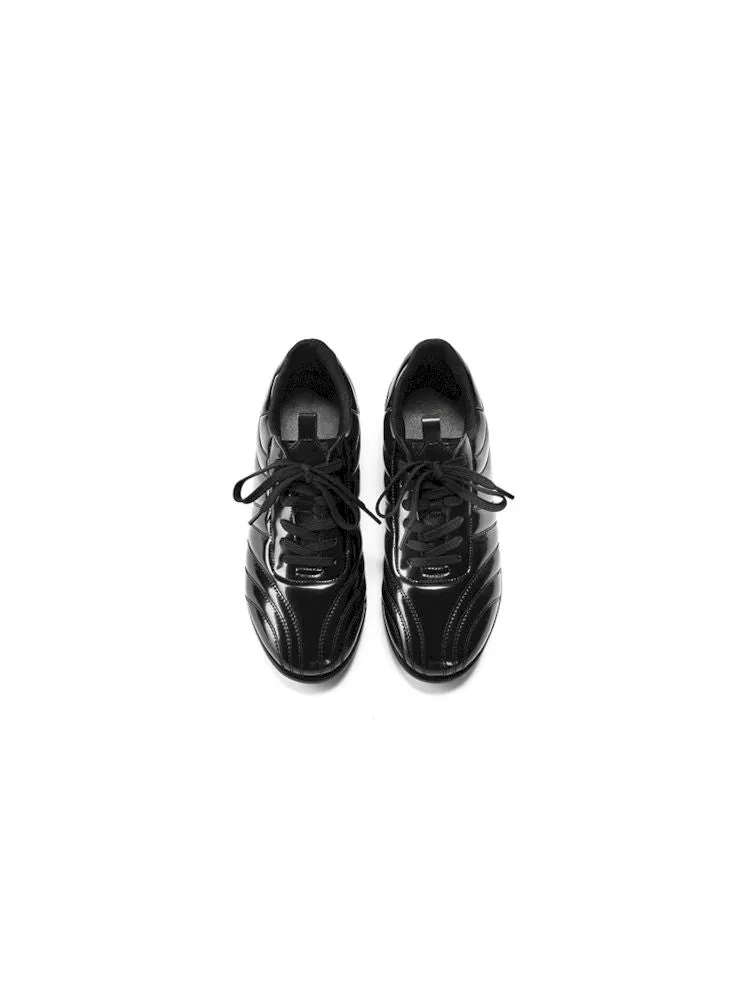 Glossy Black Stand-Up Lace-Up Sneakers【s0000006654】