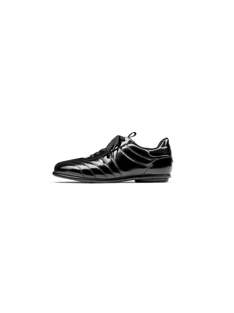 Glossy Black Stand-Up Lace-Up Sneakers【s0000006654】