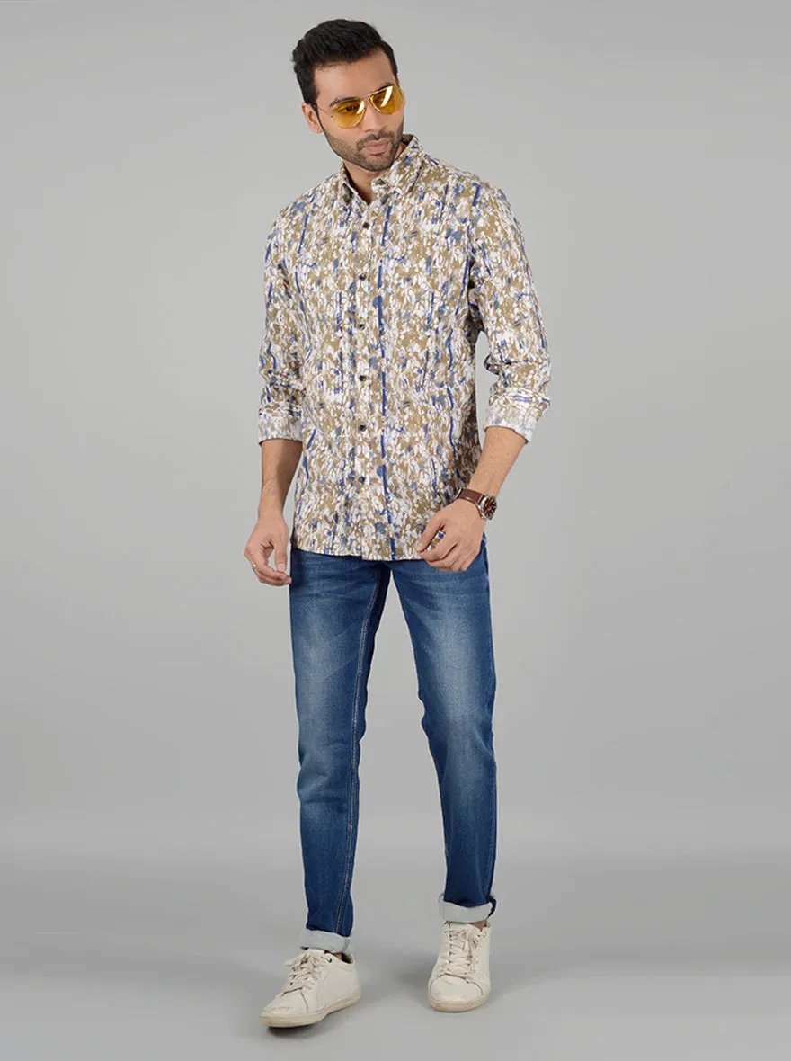 Green Printed Slim Fit Casual Shirt | JadeBlue
